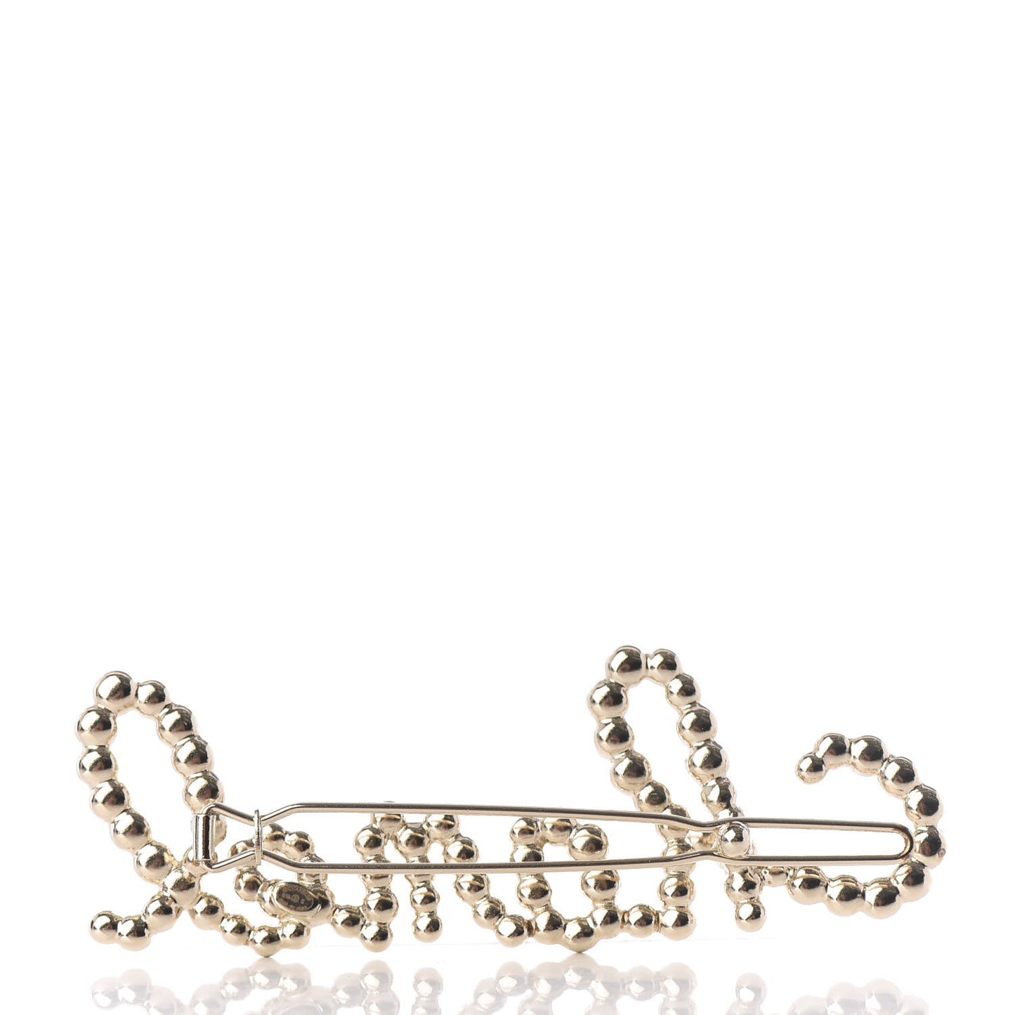 Metal Glass Swirling Pearls Hair Clip Gold