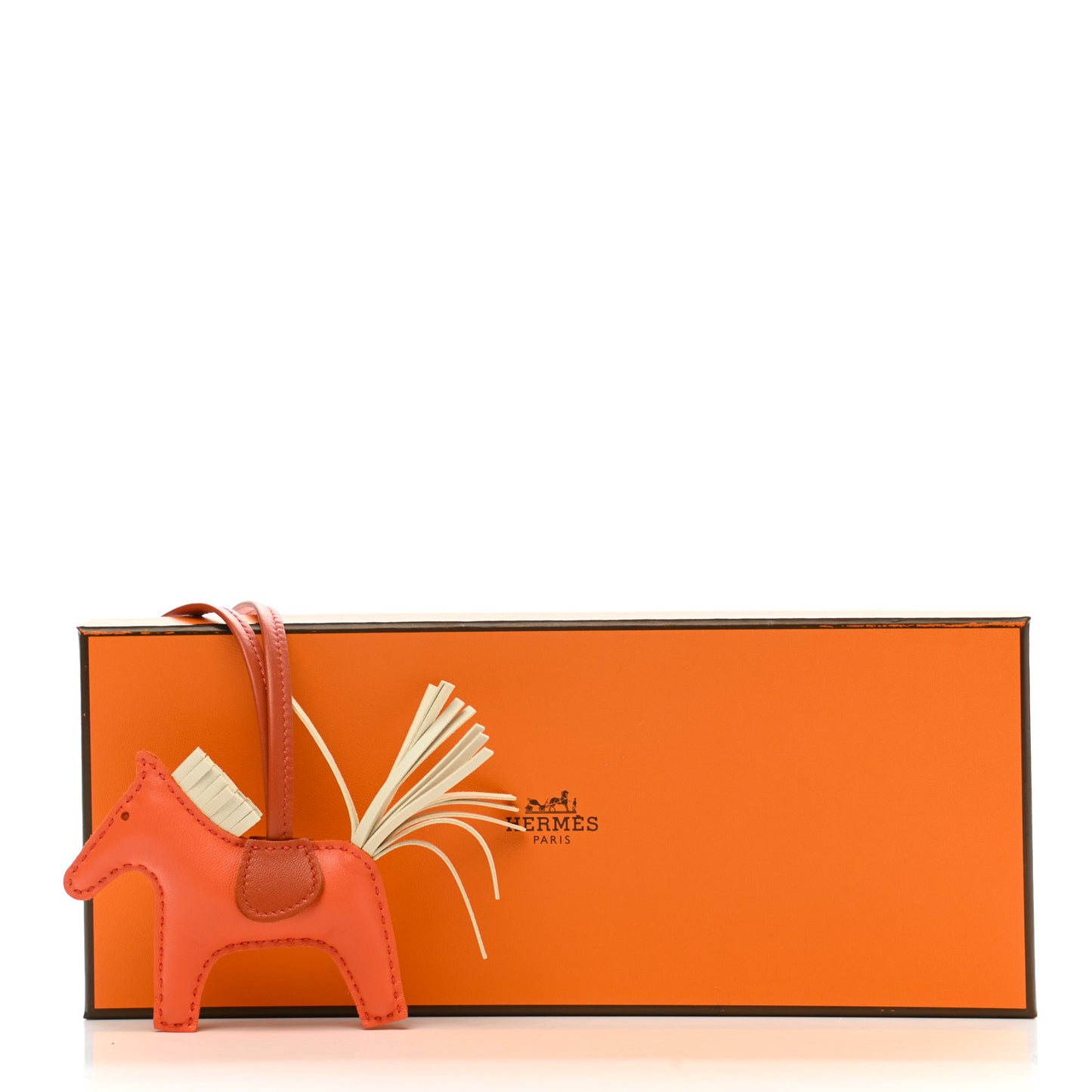 Milo Lambskin Grigri Rodeo Horse Bag Charm PM Orange Poppy Craie Terre Battue