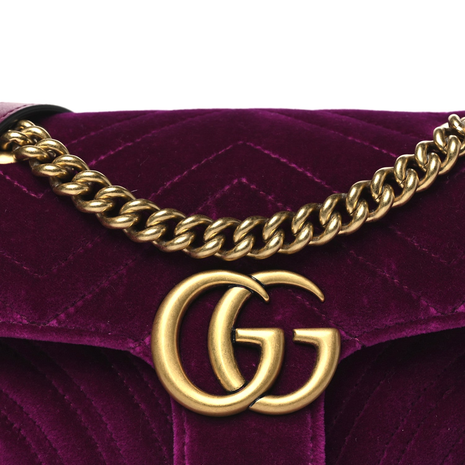 Gucci Velvet Matelasse Mini GG Marmont Shoulder Bag Fuchsia Violet Cyclamen 8 of 10
