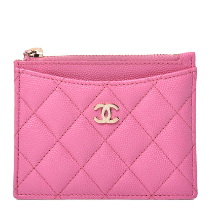 Chanel Caviar Quilted CC Zip Card Holder Pink 1 of 7
