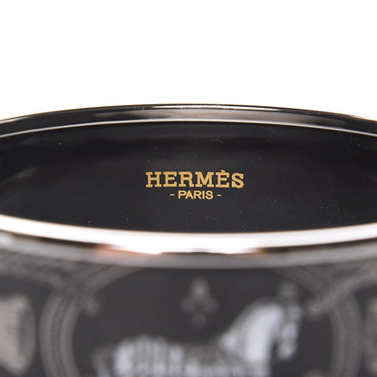 Hermes Enamel Printed Wide Grand Apparat Bracelet 62 Black 4 of 8