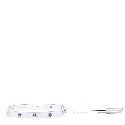 Cartier 18K White Gold Aquamarine Sapphire Spinel Amethyst LOVE Bracelet 18 4 of 7