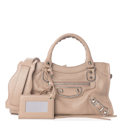Balenciaga Shiny Goatskin Silver Metallic Edge Hardware Mini City Rose Des Sables 1 of 9
