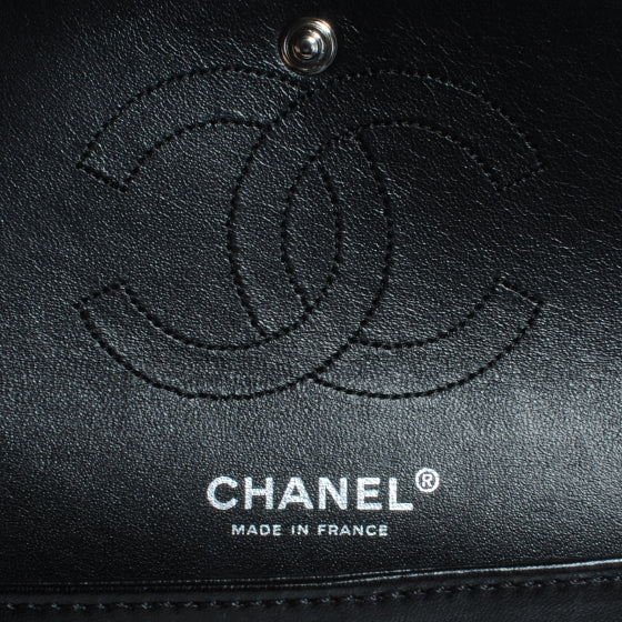 Patent Medium Double Flap Black