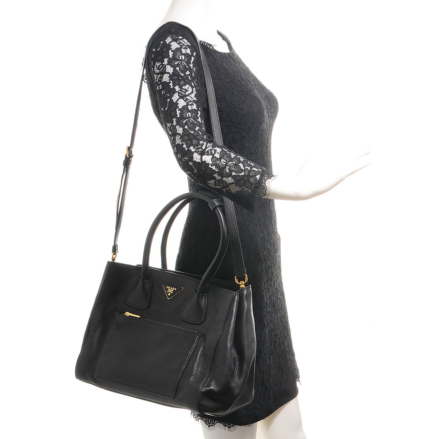Prada Vitello Daino Shopping Tote Nero Black 2 of 10
