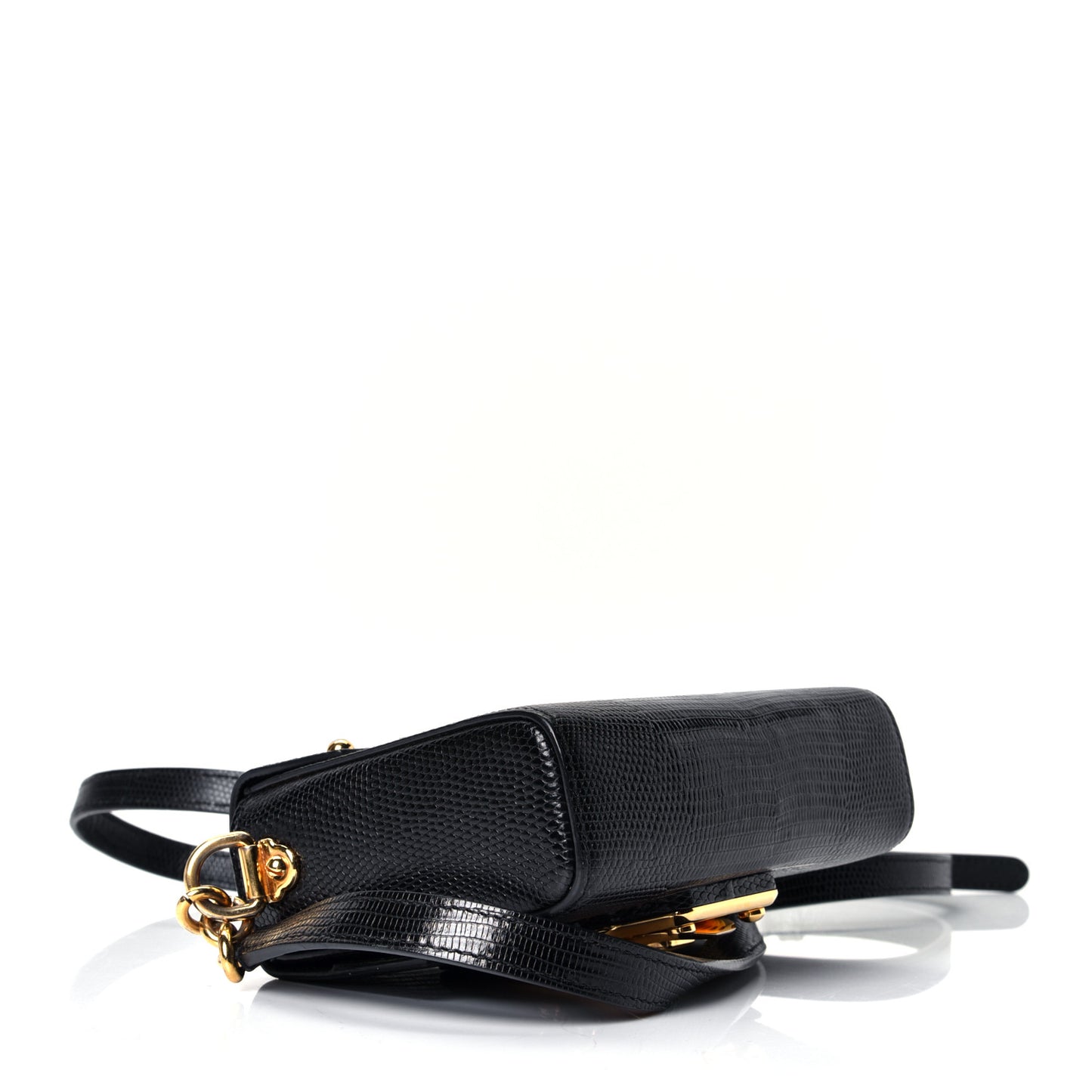 Calfskin Iguana Embossed Mini Lucia Satchel Black