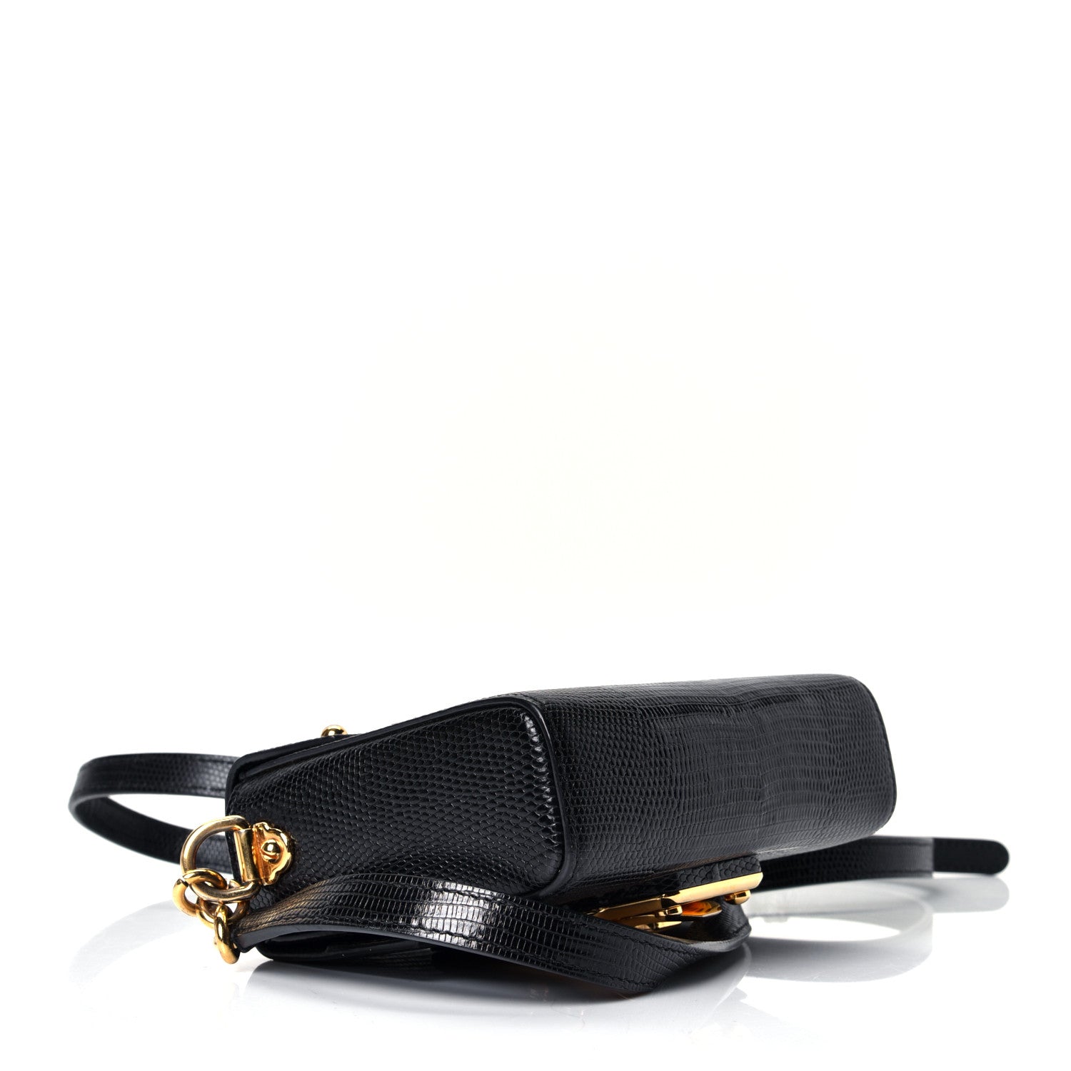 Dolce & Gabbana Calfskin Iguana Embossed Mini Lucia Satchel Black 3 of 4