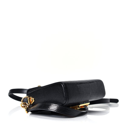 Dolce & Gabbana Calfskin Iguana Embossed Mini Lucia Satchel Black 3 of 4