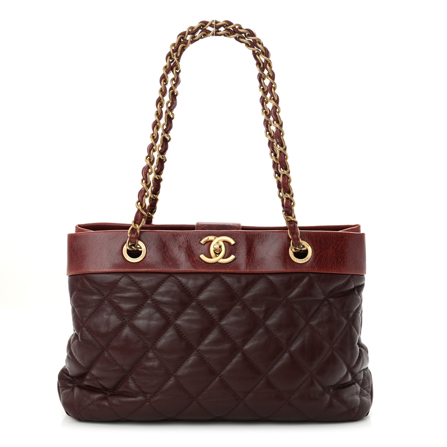 Calfskin Quilted Medium Soft Elegance Tote Burgundy