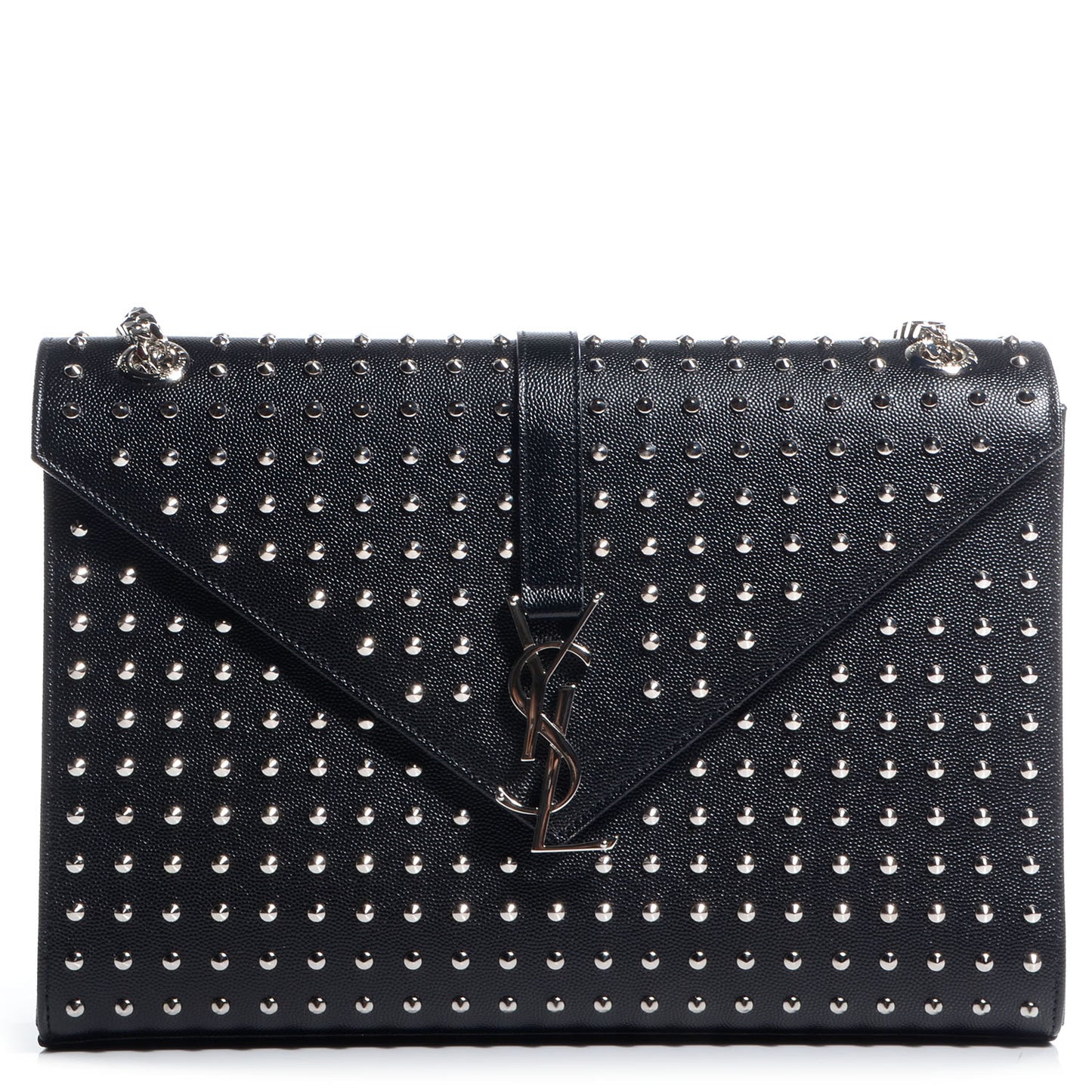 Grain de Poudre Matelasse Studded Large Monogram Satchel Black