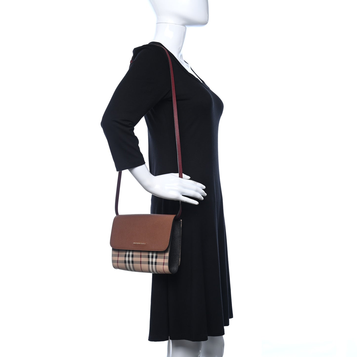 Derby Calfskin Haymarket Check Small Loxley Crossbody Bright Toffee Multicolor