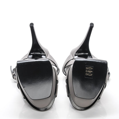 Saint Laurent Calfskin Tribute 105 Platform Sandals 38.5 Grey Black 5 of 7