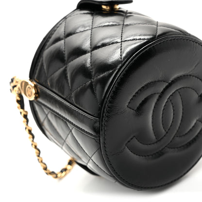 Chanel Lambskin Quilted Chain Top Handle Vanity With Chain  Black 10 of 11