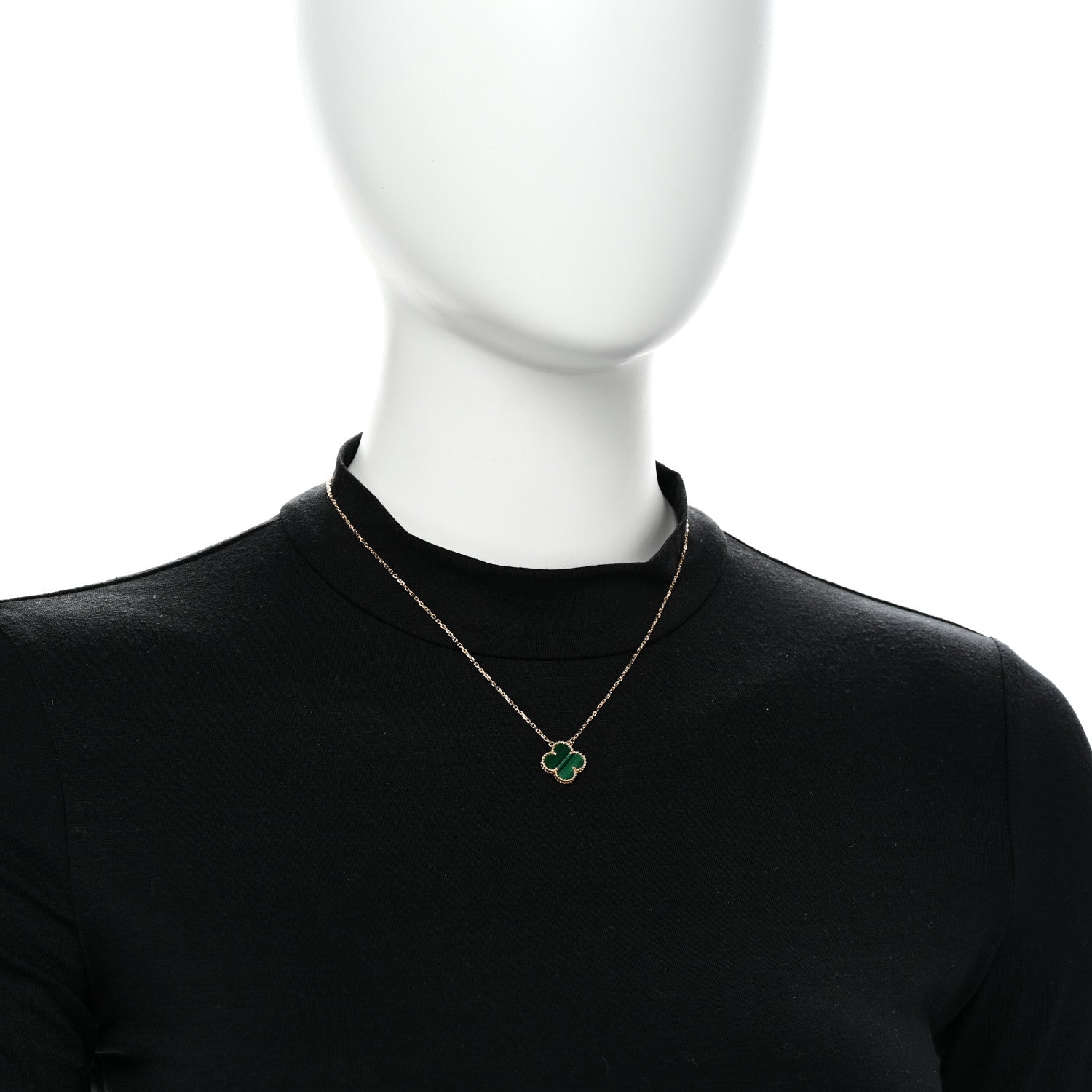 Van Cleef & Arpels 18K Yellow Gold Malachite Vintage Alhambra Pendant Necklace 2 of 5