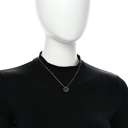Van Cleef & Arpels 18K Yellow Gold Malachite Vintage Alhambra Pendant Necklace 2 of 5