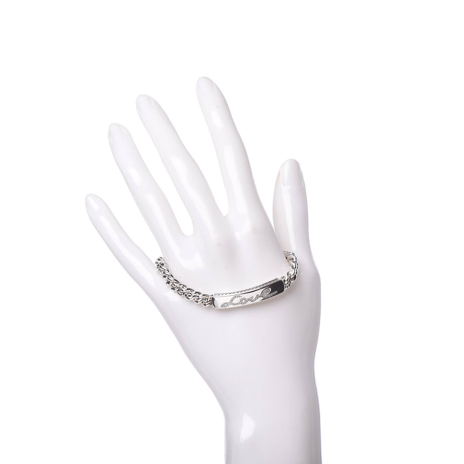 David Yurman Sterling Silver Diamond 7mm Petite Pave Curb Link Love ID Bracelet 2 of 6