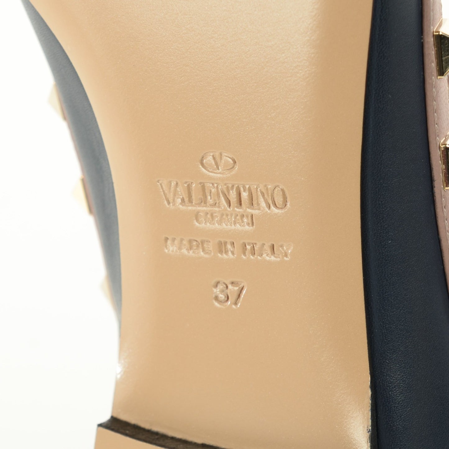 Nappa Rockstud Cage Ballerina Flats 37 Marine Poudre