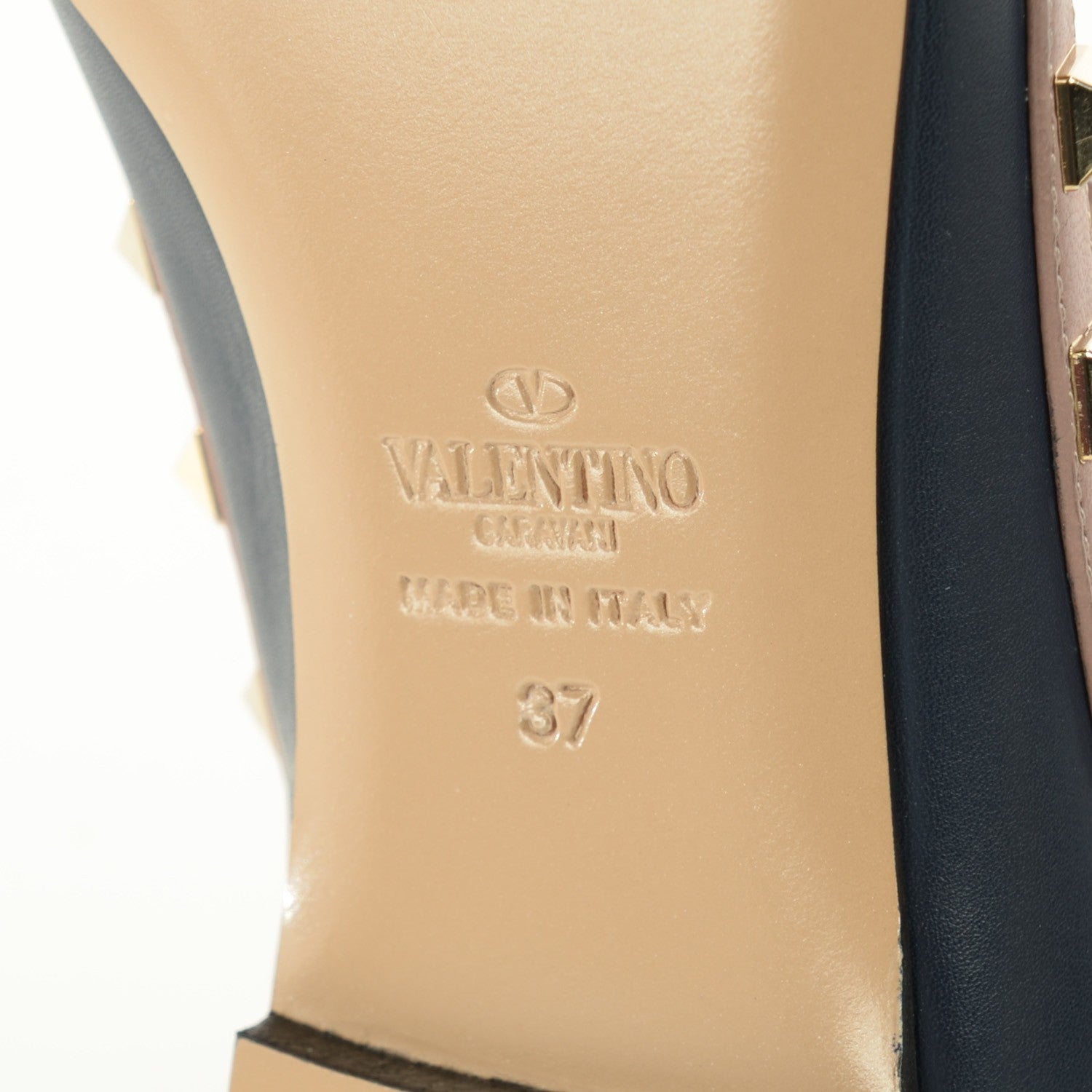 Valentino Garavani Nappa Rockstud Cage Ballerina Flats 37 Marine Poudre 6 of 8