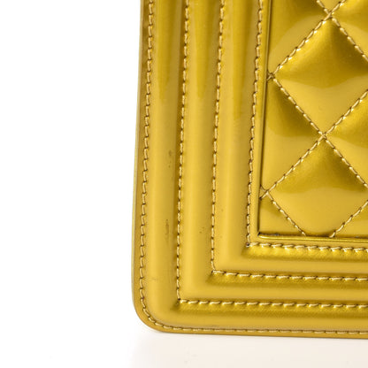 Chanel Metallic Patent Calfskin Quilted Medium Boy Flap Gold 17 of 22