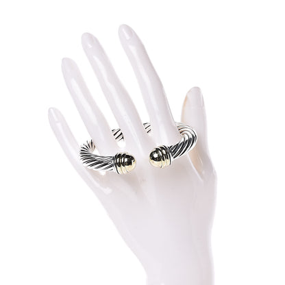 David Yurman Sterling Silver 14K Yellow Gold 10mm Cable Classics Bracelet 2 of 5