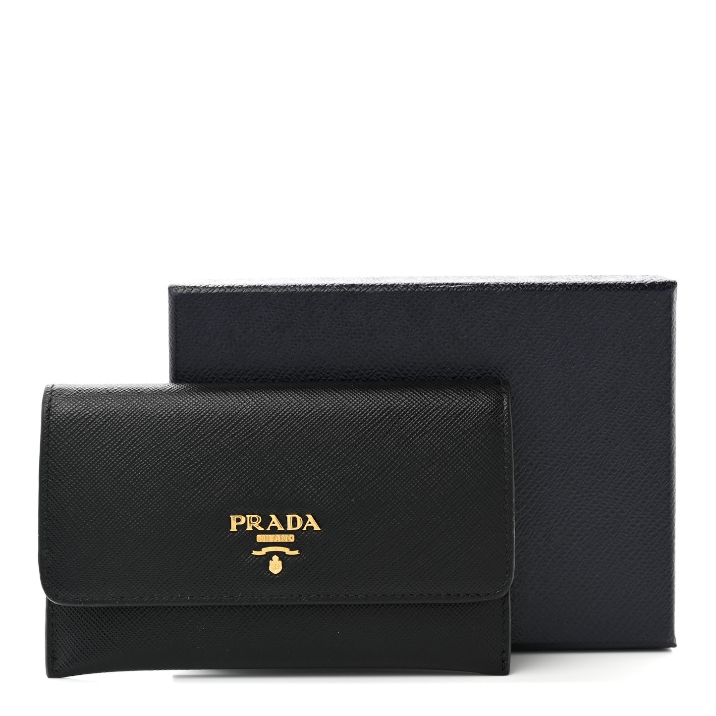 Saffiano Metal Flap Wallet Black