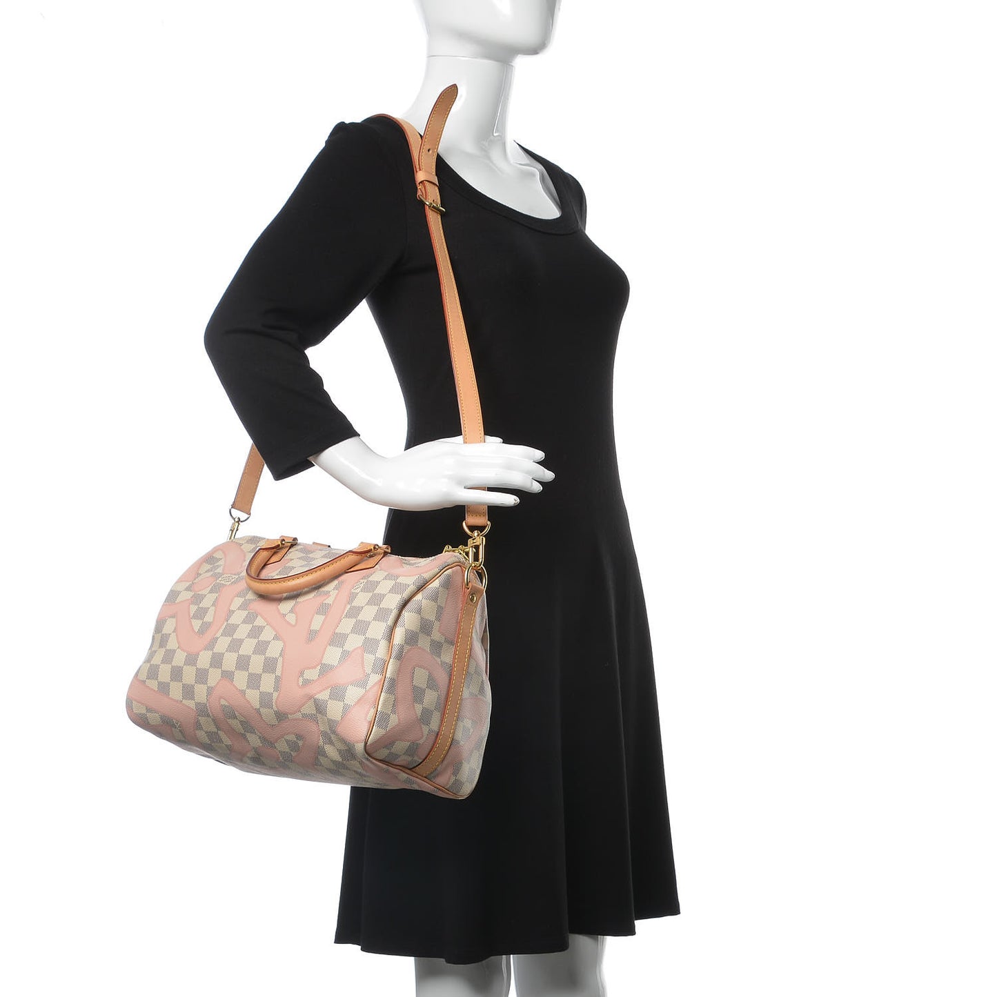 Damier Azur Tahitienne Speedy Bandouliere 30 Rose Ballerine