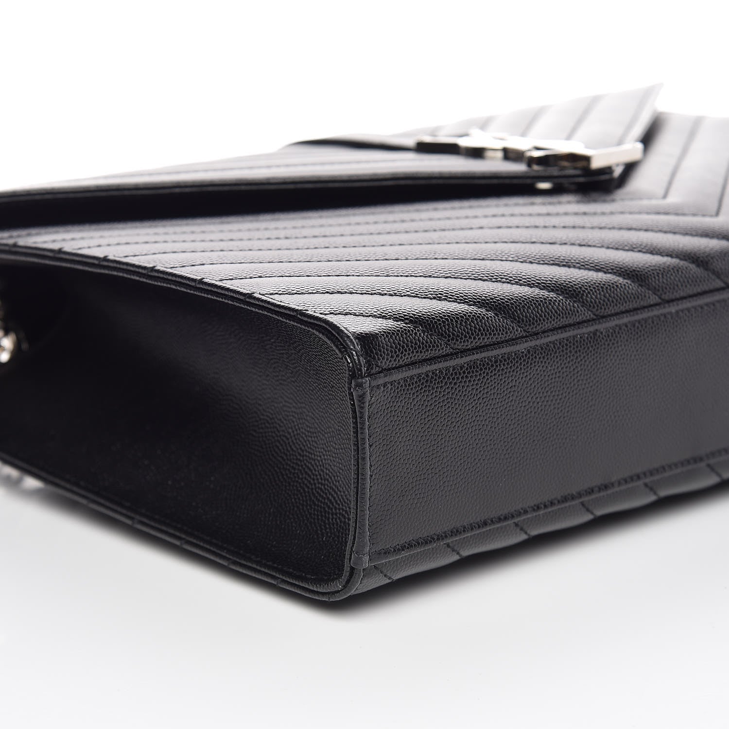 Saint Laurent Grain De Poudre Matelasse Chevron Large Monogram Satchel Black 8 of 9