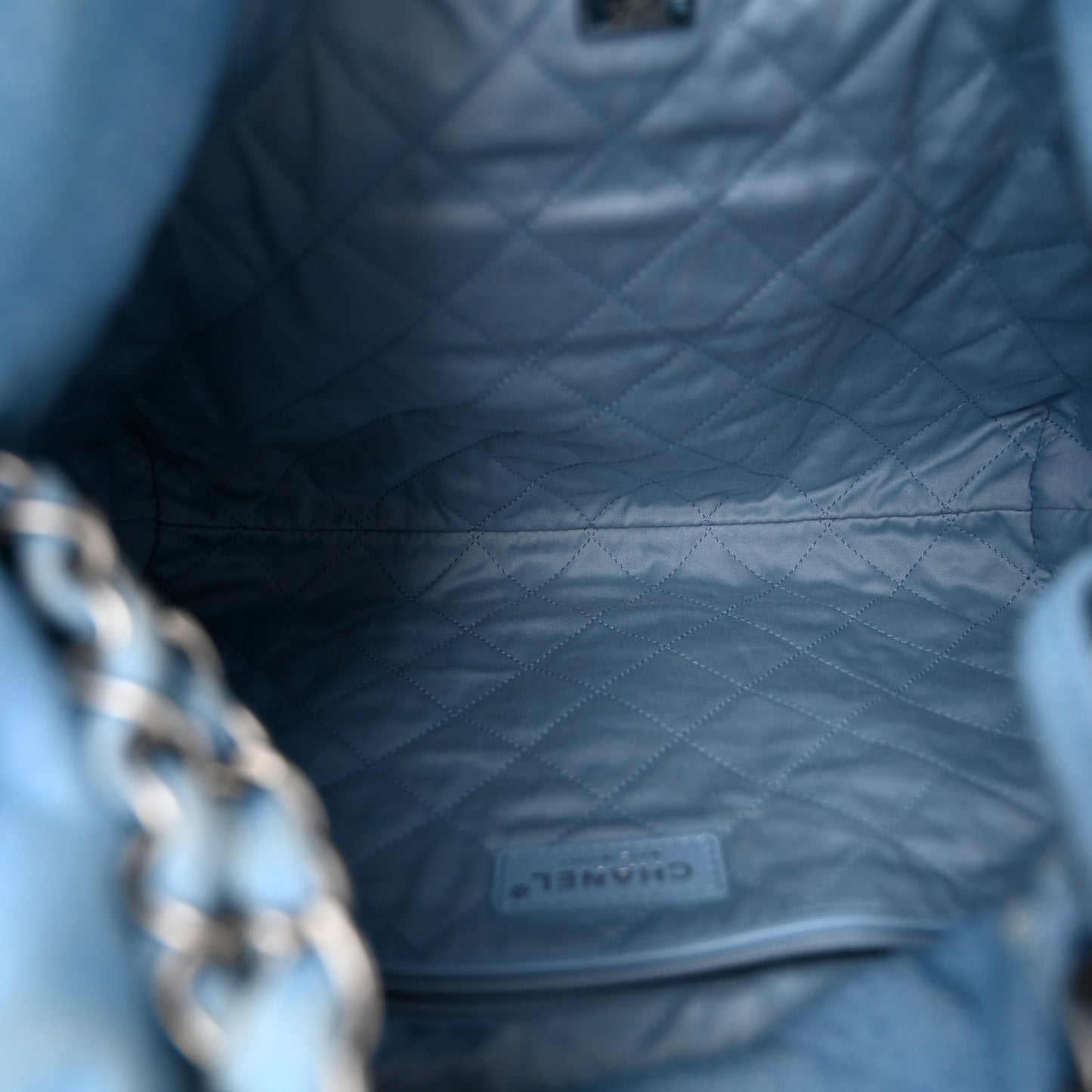 Denim Quilted Chanel 22 Light Blue