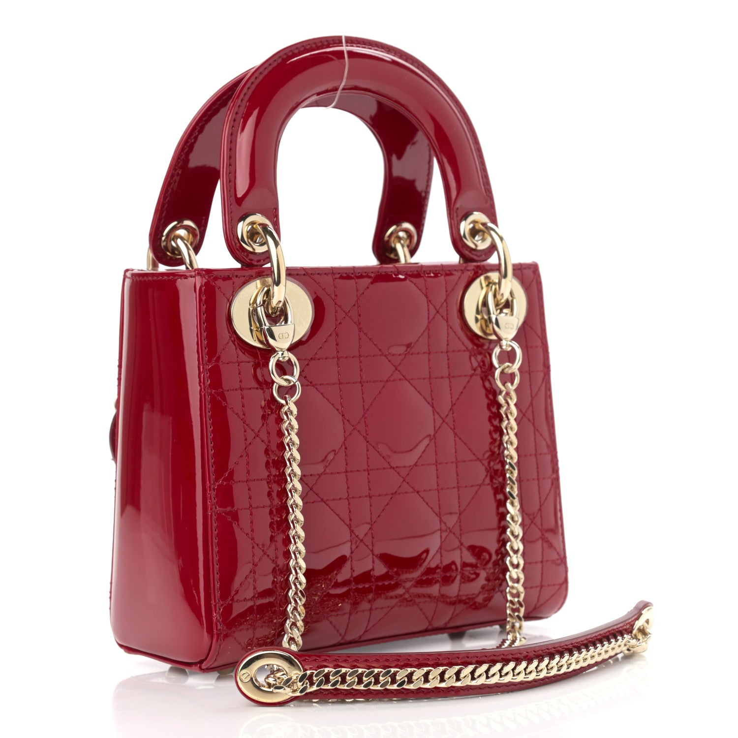 Christian Dior Patent Cannage Mini Lady Dior Red 3 of 11