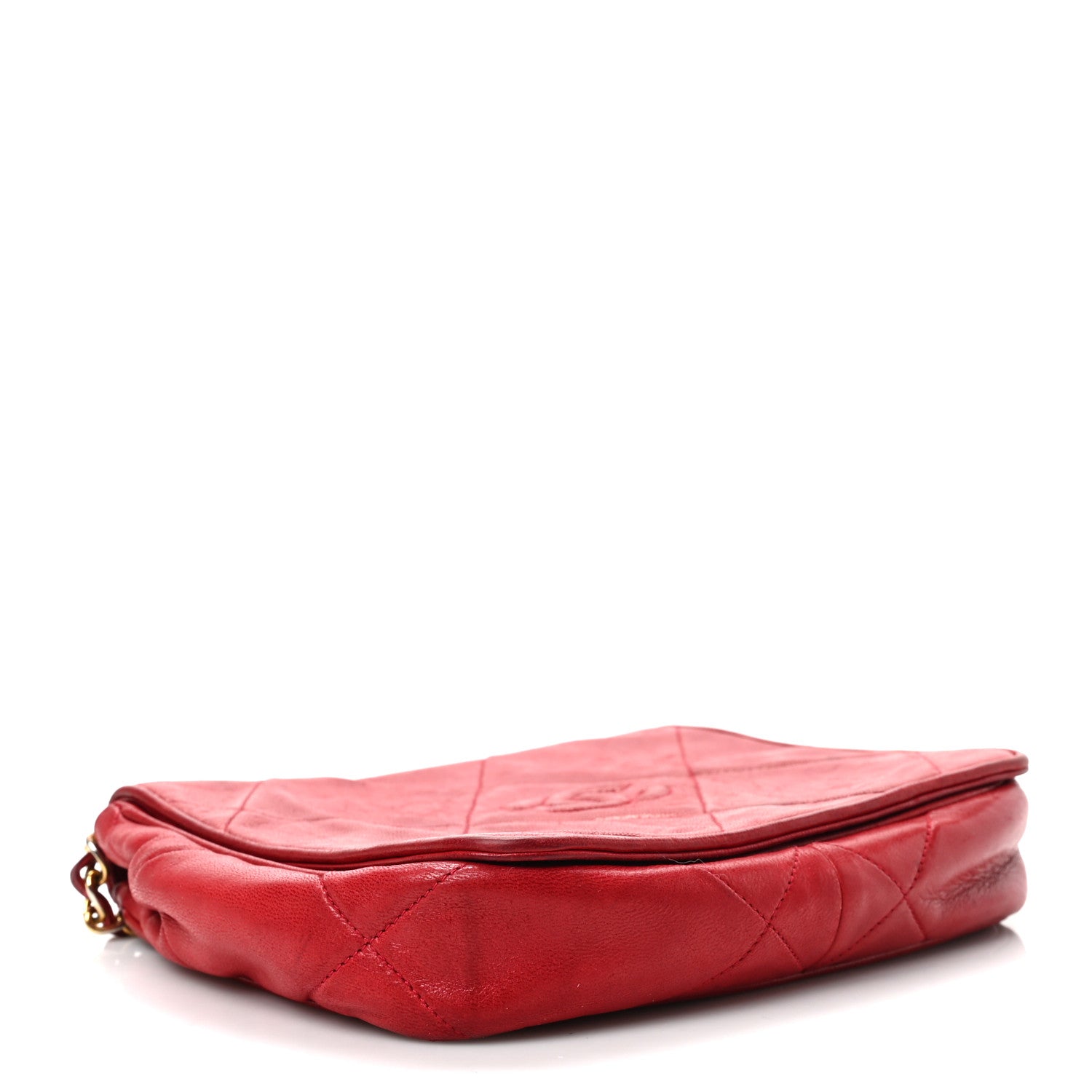 Chanel Lambskin Quilted CC Shoulder Bag Red 4 of 12