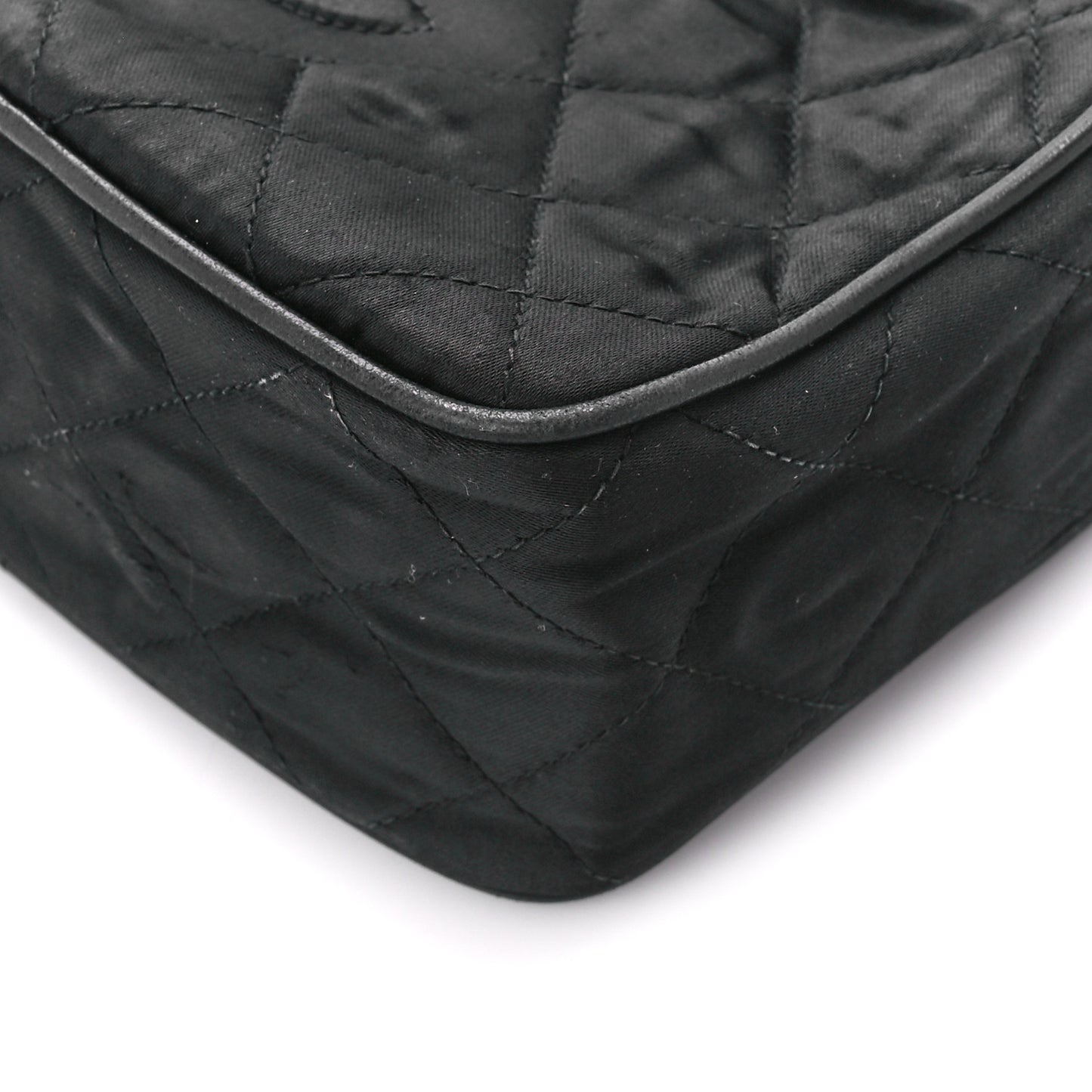 Satin Quilted Tassel Camera Case Black