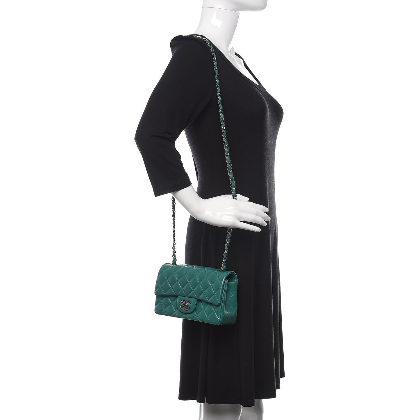 Lambskin Quilted Mini Rectangular Flap Green