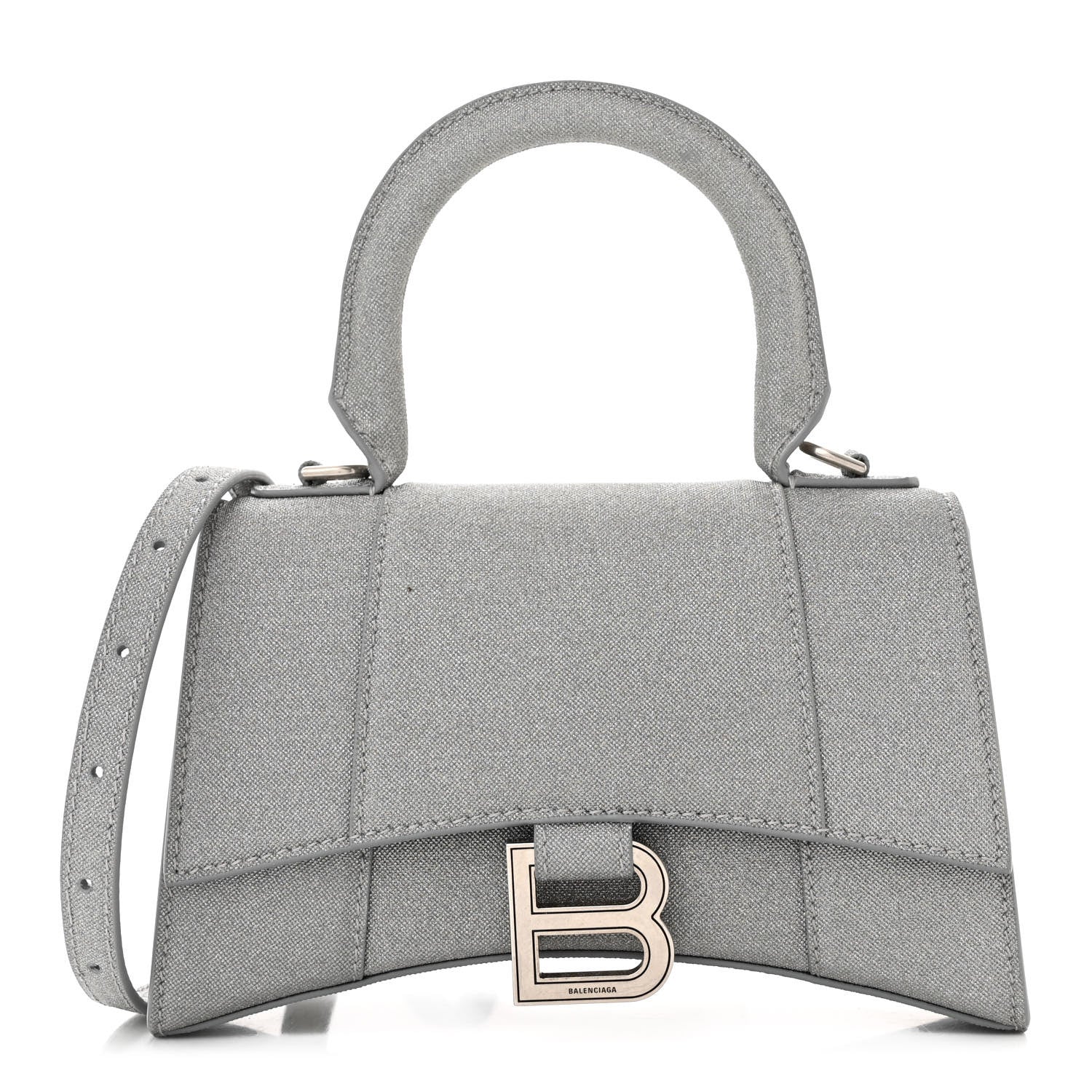 Balenciaga Glitter Fabric Hourglass Top Handle Bag XS Grey 1 of 14