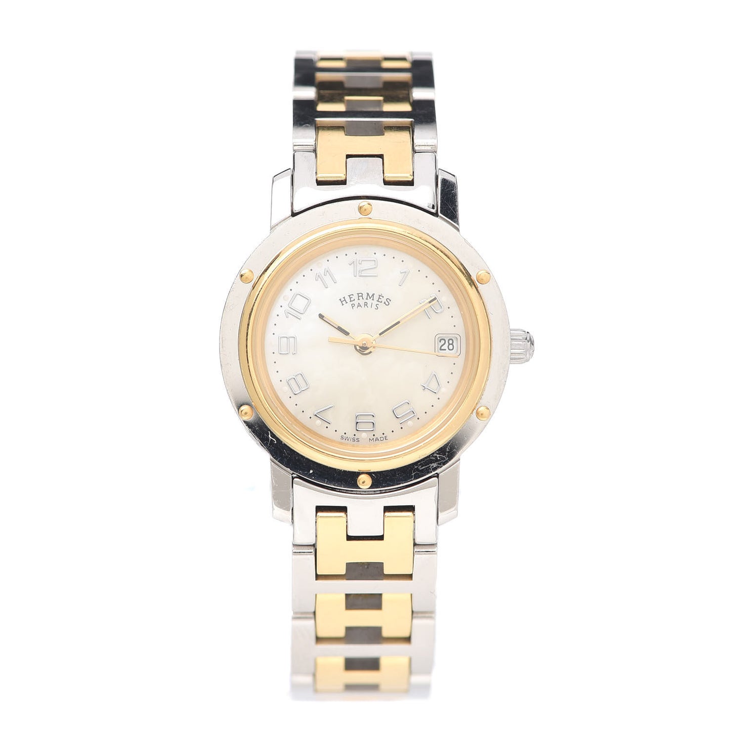 Stainless Steel Mother of Pearl 24mm Clipper Quartz Watch Gold