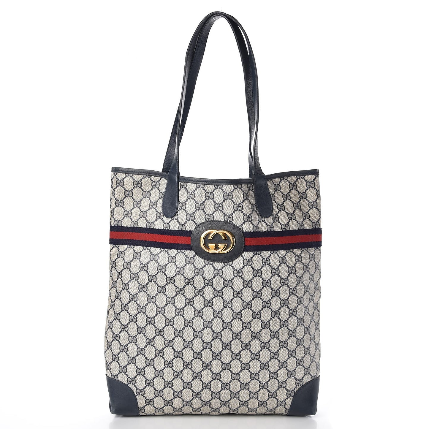GG Plus Monogram Web Tote Navy Blue