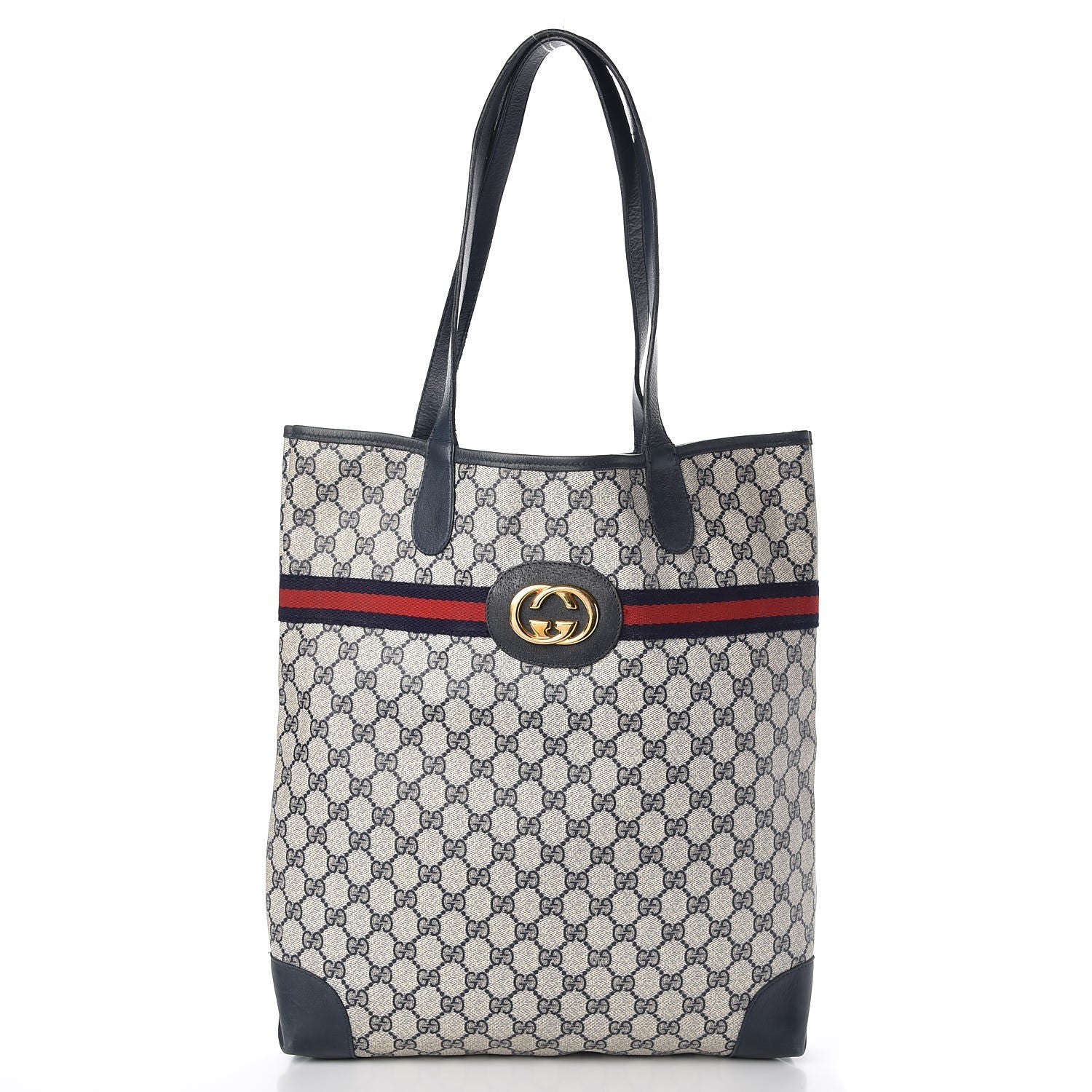 Gucci GG Plus Monogram Web Tote Navy Blue 1 of 17