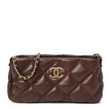 Chanel Lambskin Bubble Quilt Pochette Brown 1 of 8