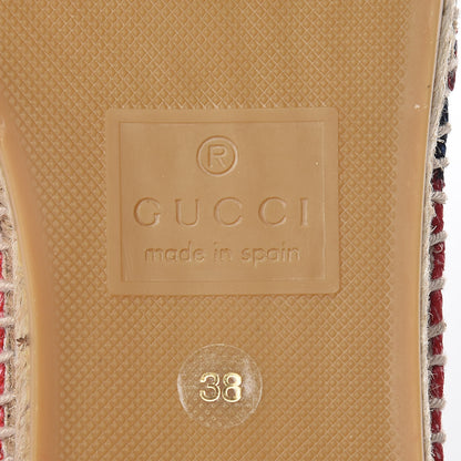 Gucci Canvas Sylvie Stripe Logo Womens Espadrilles 38 Mystic White Hibiscus Red Maritime 7 of 10