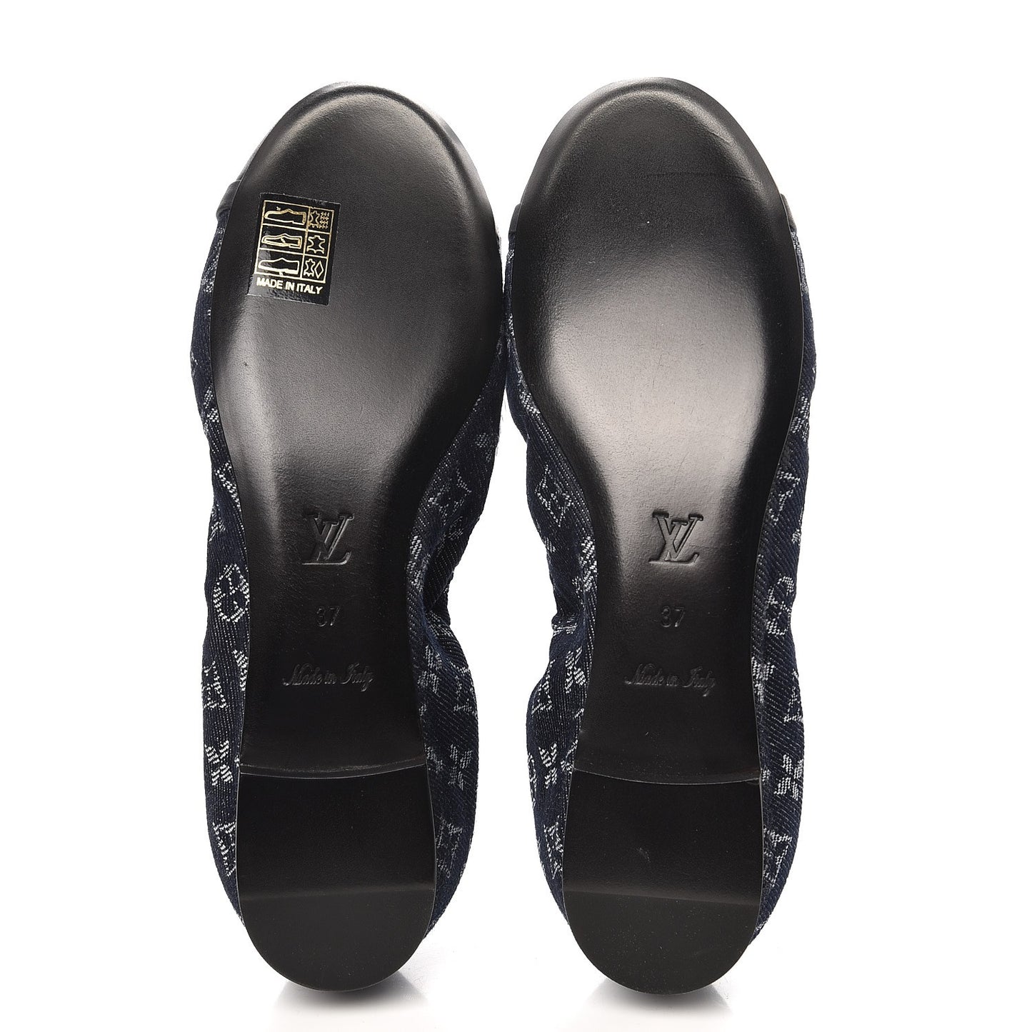 Monogram Denim Elba Ballerina Flats 37 Marine