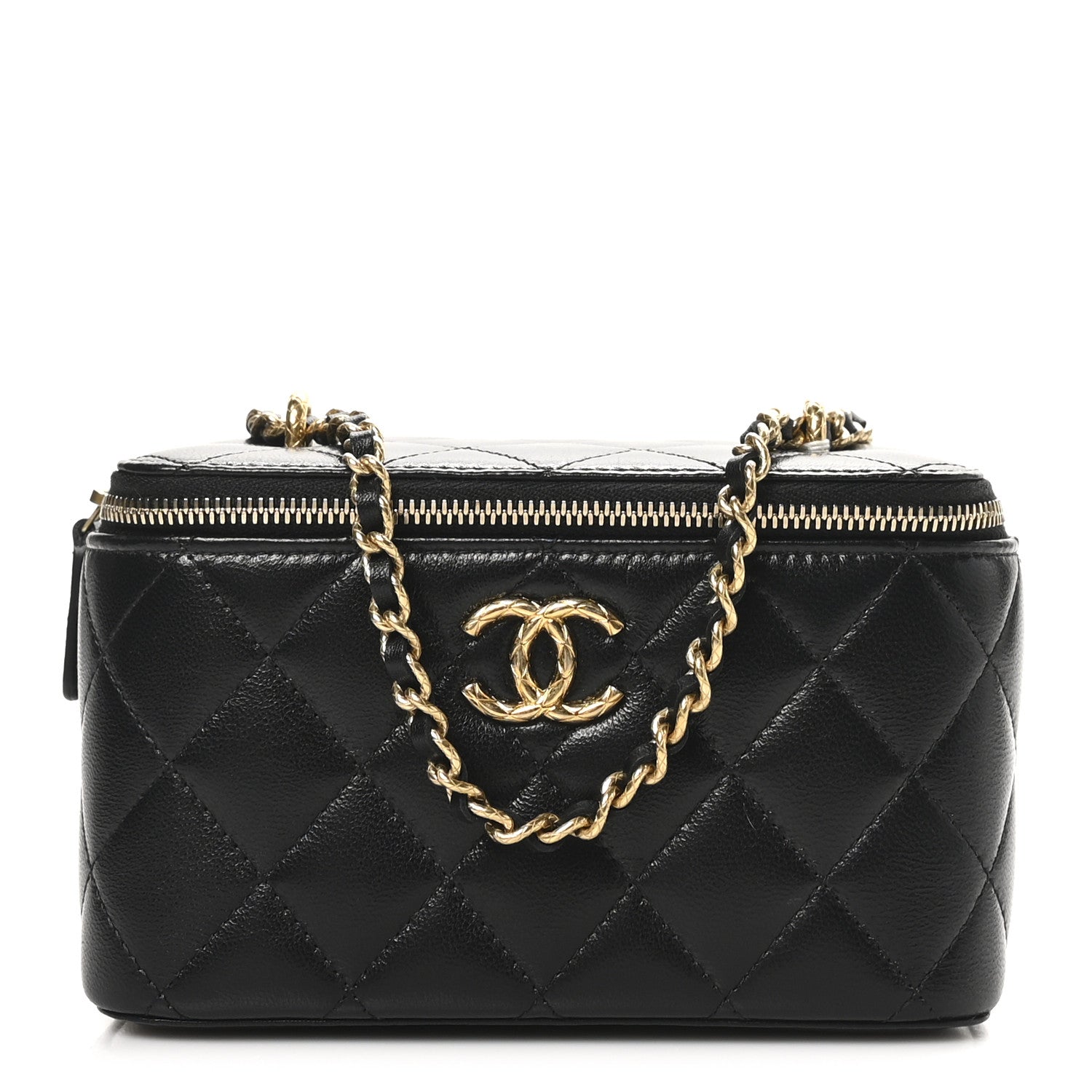 Chanel Lambskin Quilted Small CC Dynasty Vanity Case With Chain Black 1 of 12