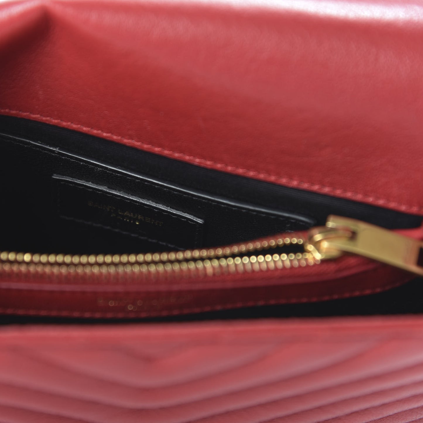 Sheepskin Matelasse Chevron Monogram Medium College Bag Rouge
