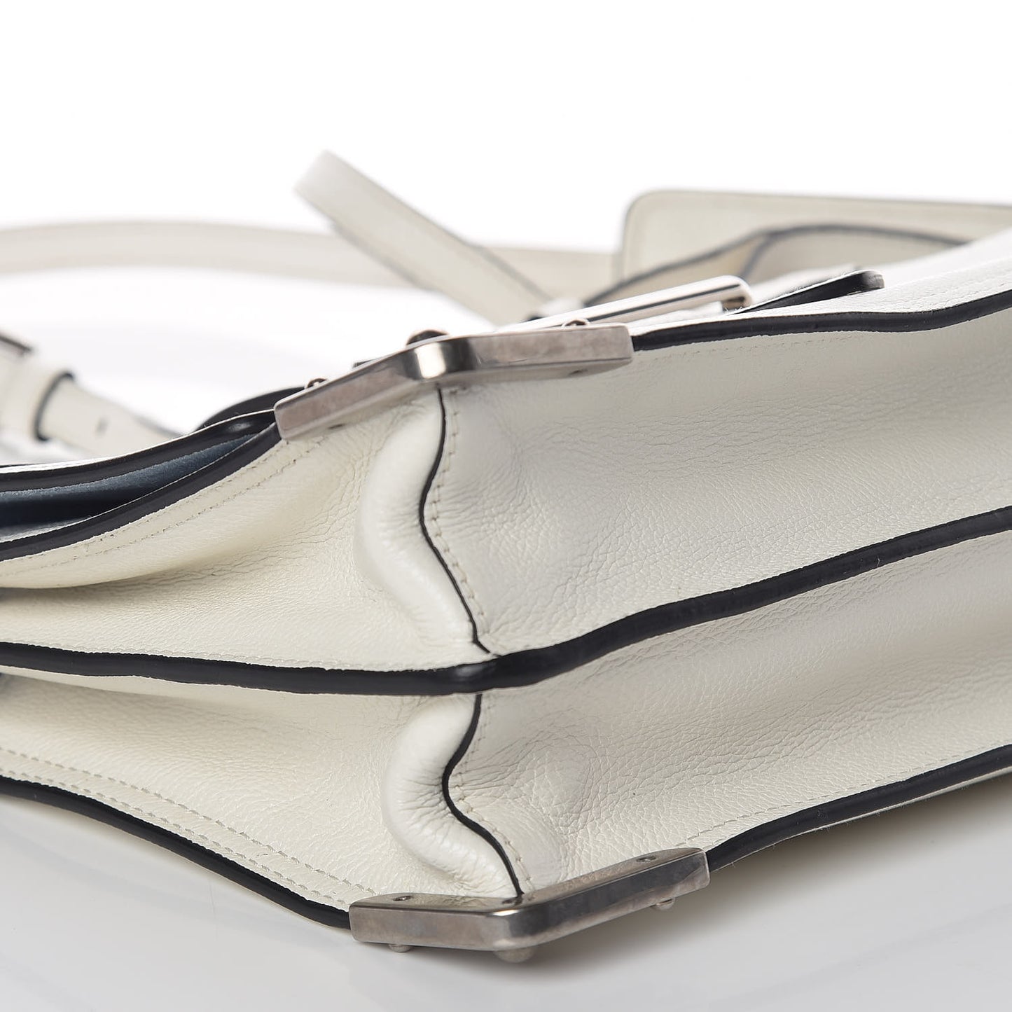 Glace Calfskin Large Soft Cahier Bag White