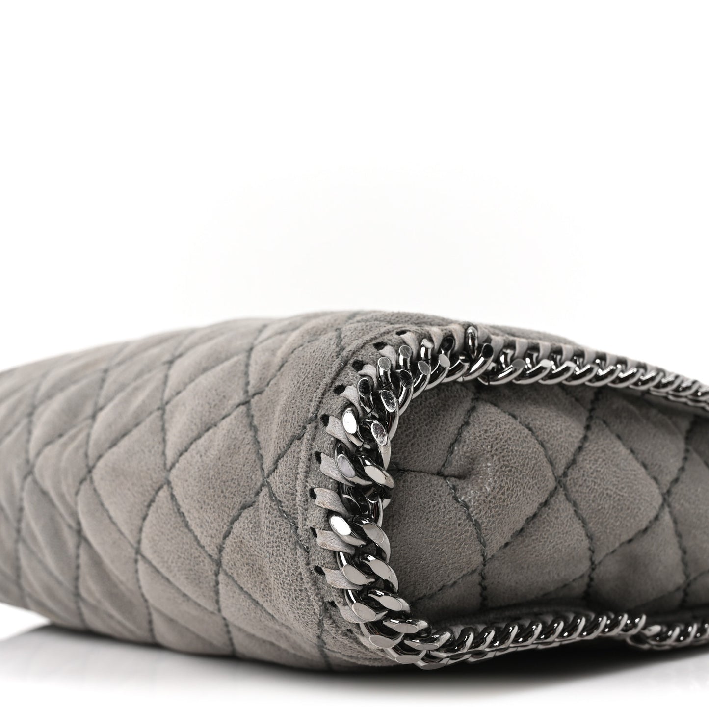 Shaggy Deer Quilted Small Falabella Tote  Light Grey