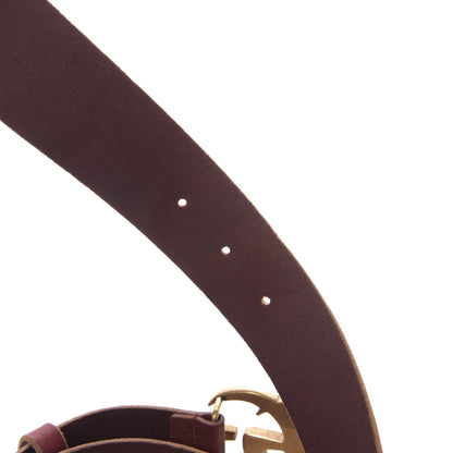 Gucci Faded Calfskin Leaf Print Double G 40mm Belt 95 38 Hibiscus Red Gold 3 of 5