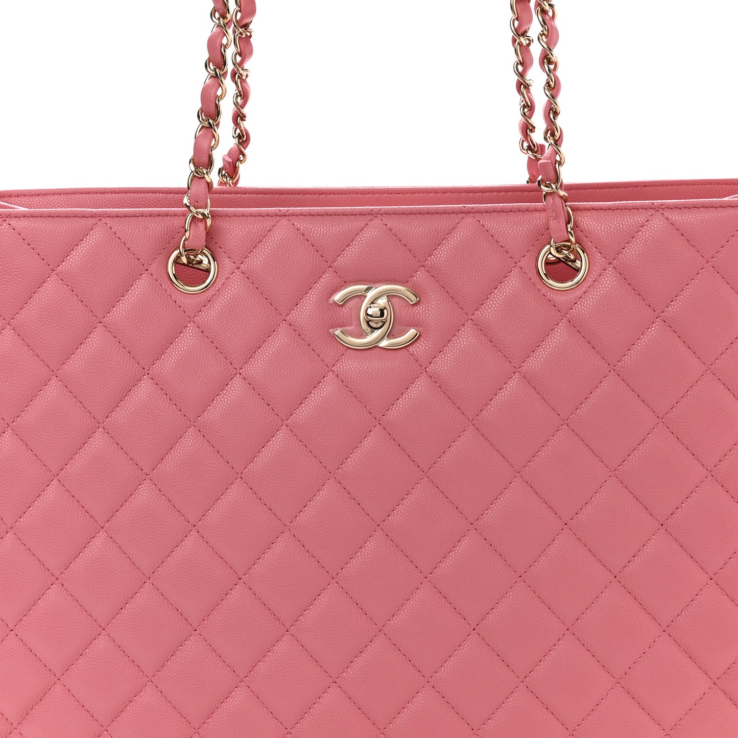 Caviar Quilted Large Shopping Tote Pink