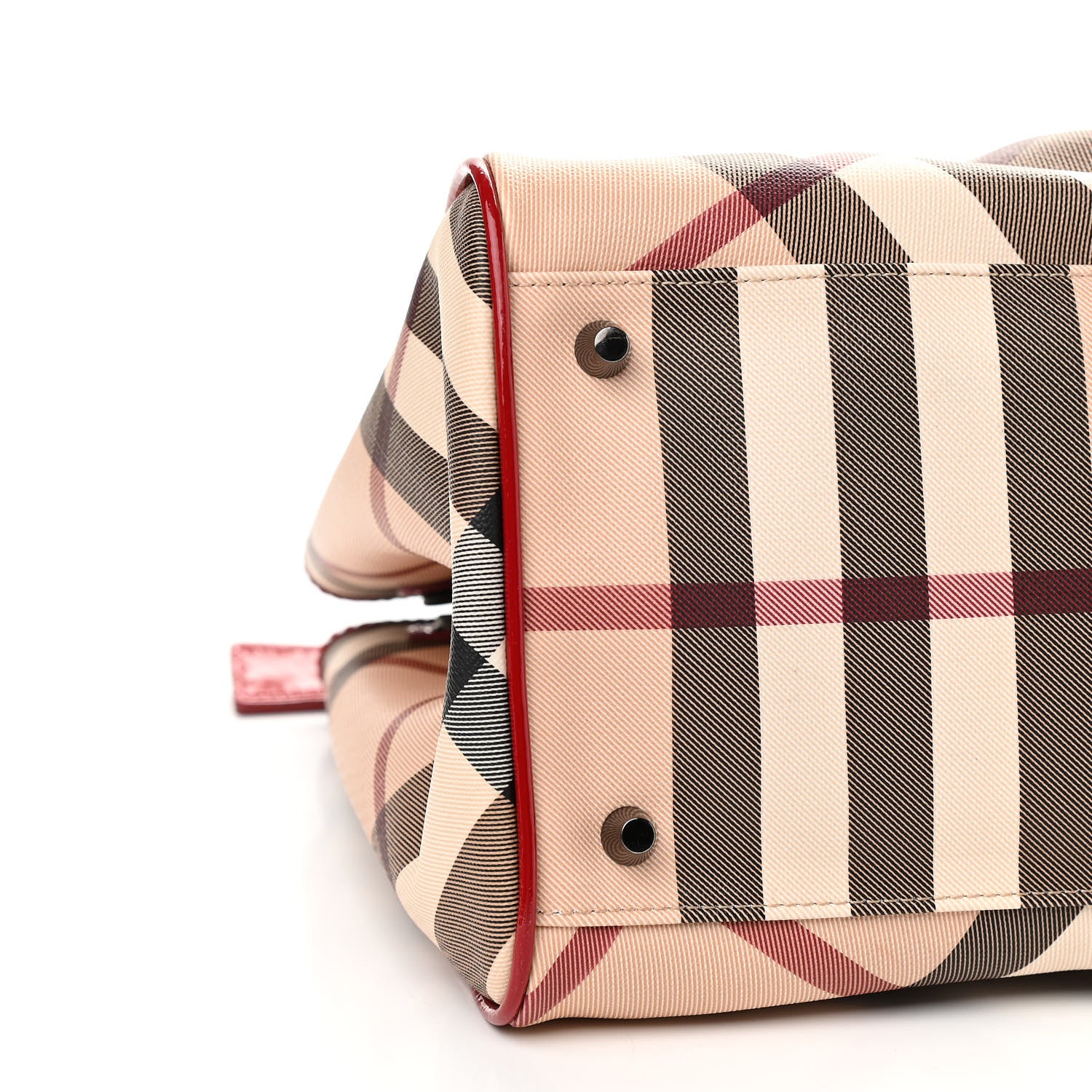 Burberry Patent Nova Check Medium Melbury Tote Red 11 of 16
