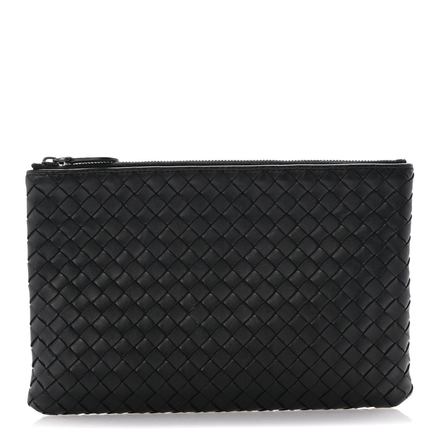 Nappa Intrecciato Flat Zip Pouch Black
