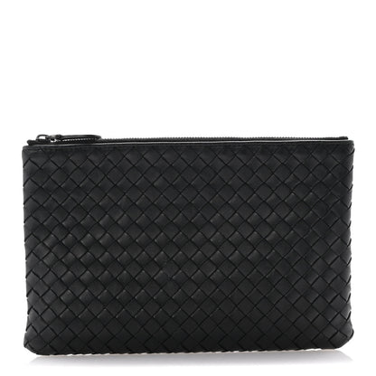 Bottega Veneta Nappa Intrecciato Flat Zip Pouch Black 1 of 12