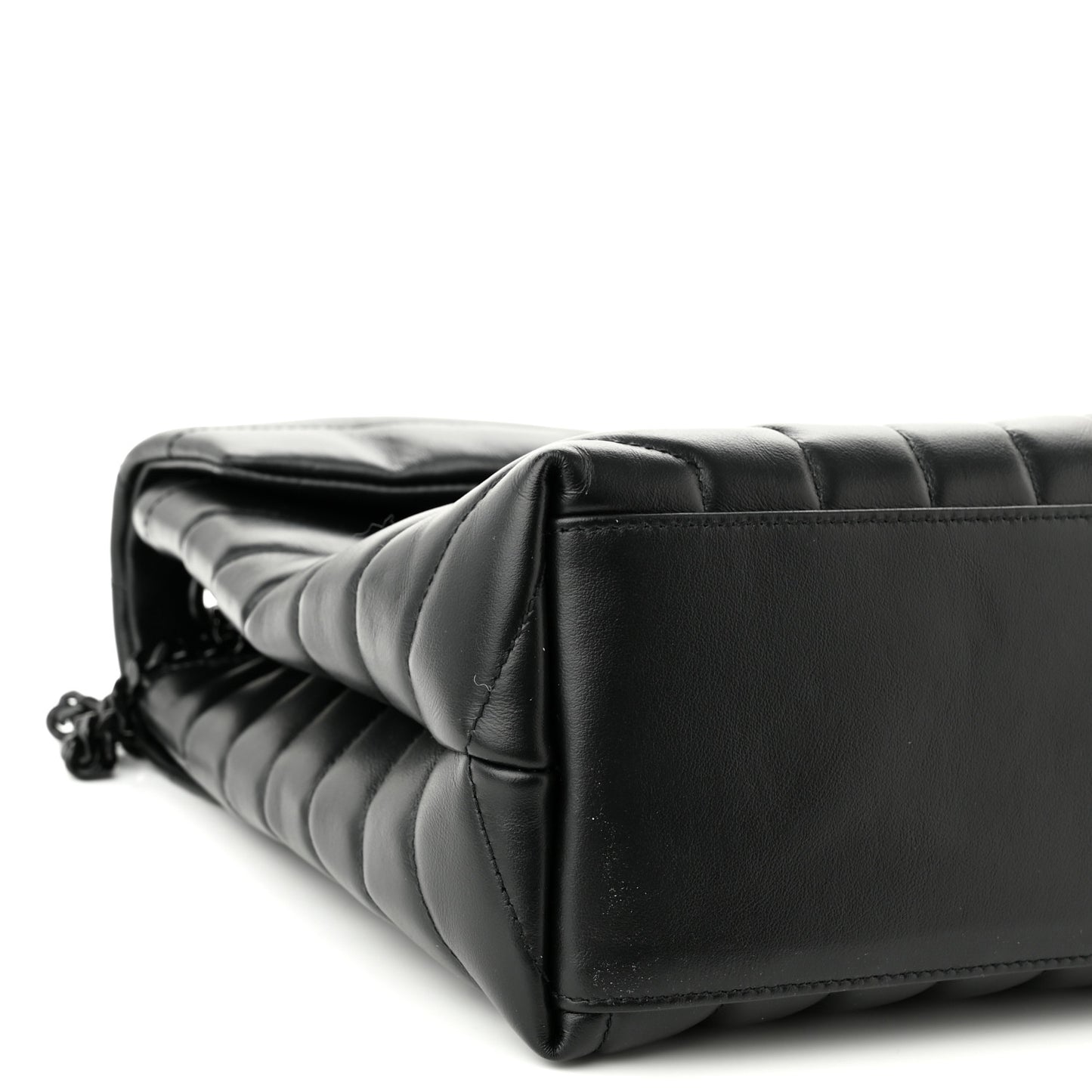Calfskin Y Quilted Monogram Monochrome Medium Loulou Chain Satchel Black