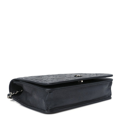 Chanel Goatskin Camellia Embossed Wallet On Chain WOC Grey 4 of 11